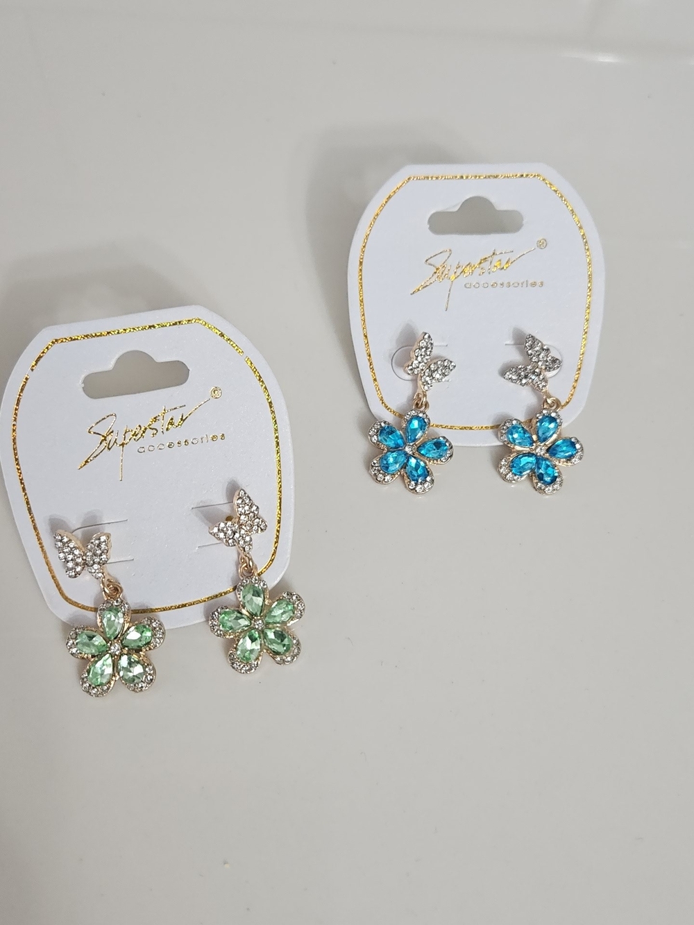 New  Butterfly Drop Earrings - Green and Blue Bundle